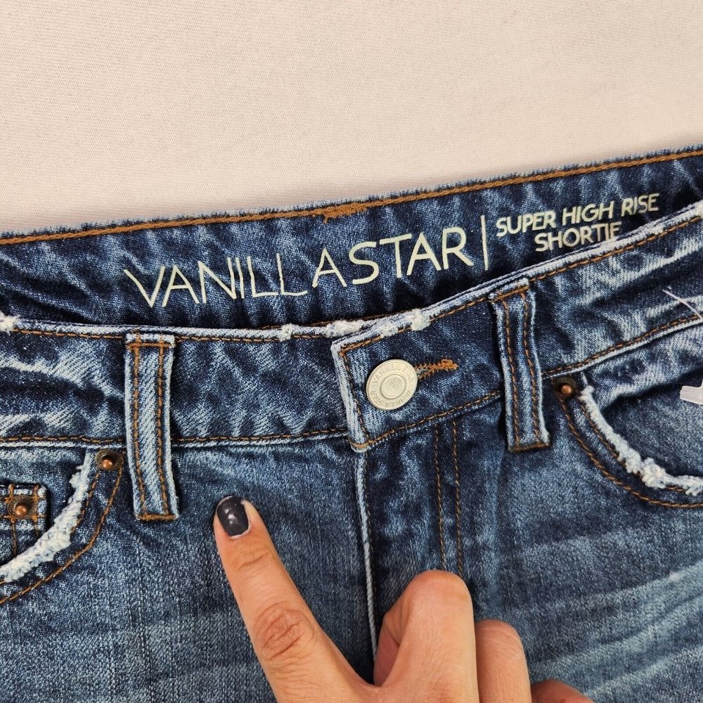 Vanilla Star Jean Shorts Juniors 5 Cuffed Blue Womens - Picture 6 of 10